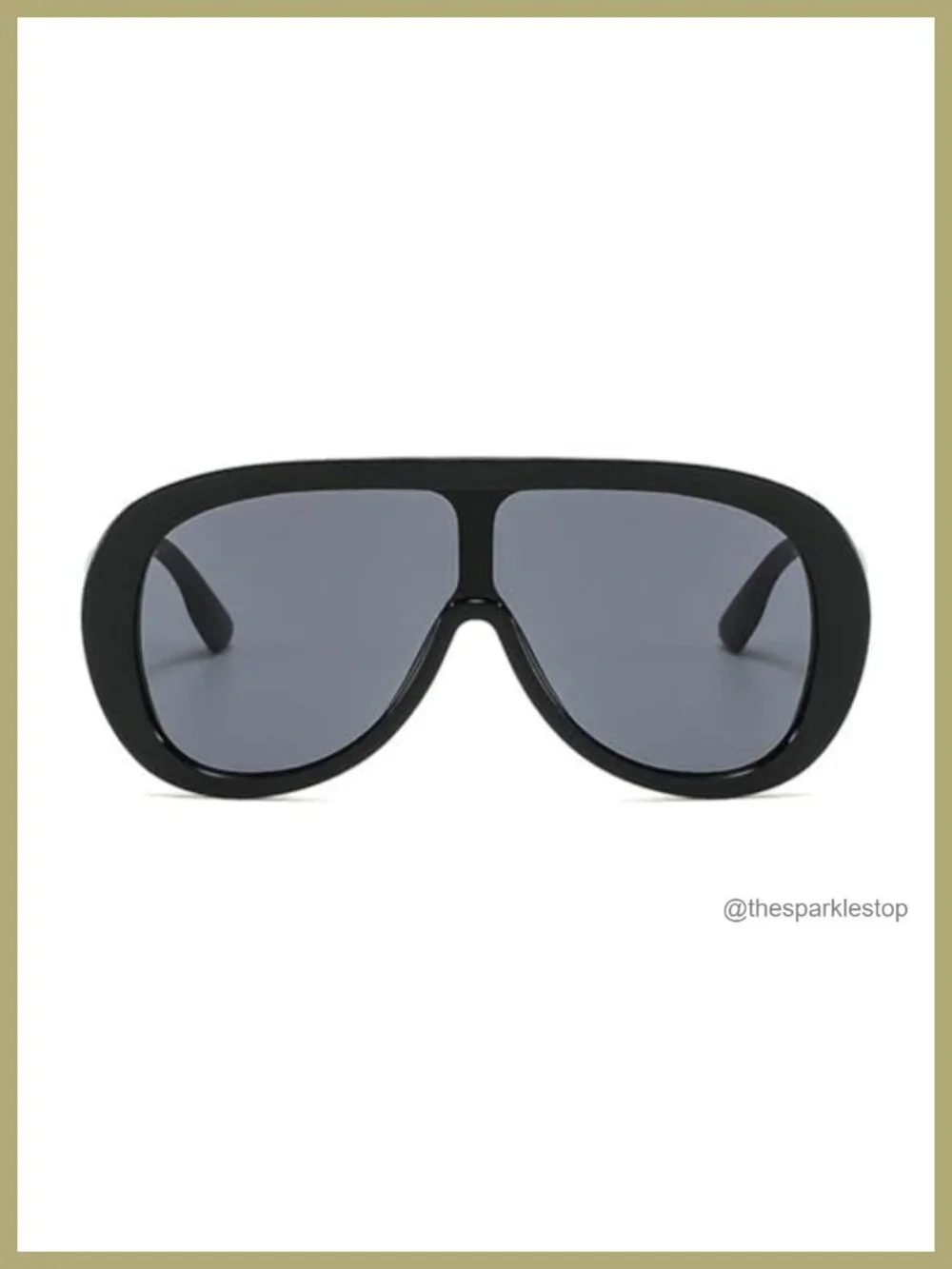 Oversized Shield Sunglasses Women Metal Frame UV Protection One Piece Goggle